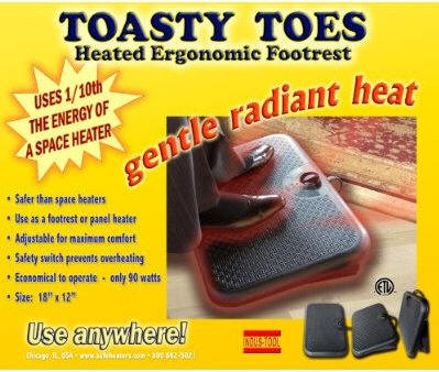Toasty Toes Personal Heater - Deluxe Ergonomic Footrest
